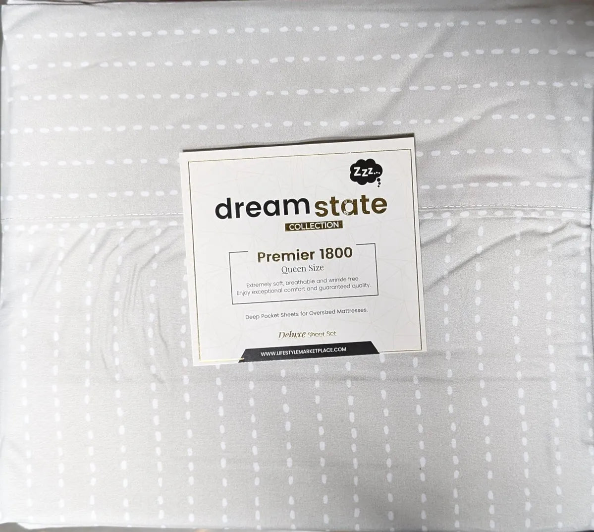 DreamState "Grey Dash Luxe" Printed Sheet Set
