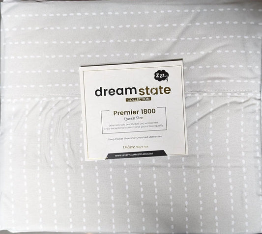 DreamState "Grey Dash Luxe" Printed Sheet Set