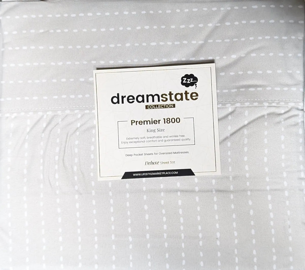 DreamState "Grey Dash Luxe" Printed Sheet Set