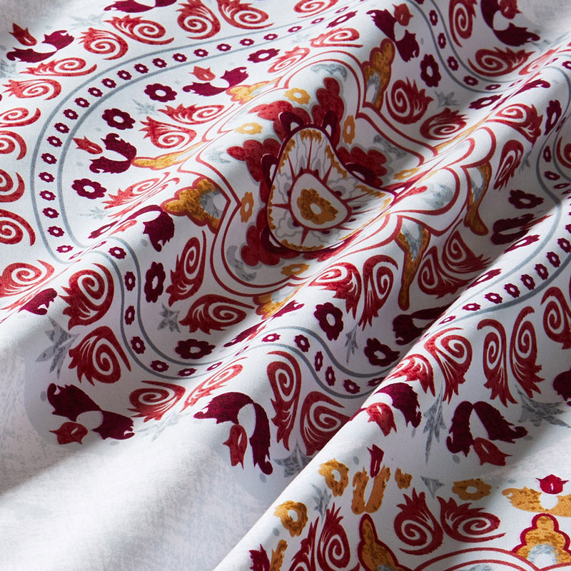 Lifestyle Marketplace Crimson Mandala Duvet Cover Set Fabric Closeup