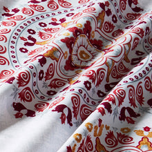 Load image into Gallery viewer, Lifestyle Marketplace Crimson Mandala Duvet Cover Set Fabric Closeup
