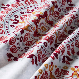 Lifestyle Marketplace Crimson Mandala Duvet Cover Set Fabric Closeup